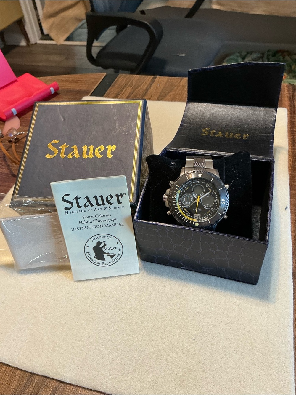 Men's Staur Black & Silver Hybrid Chronograph Watch, Brand New
